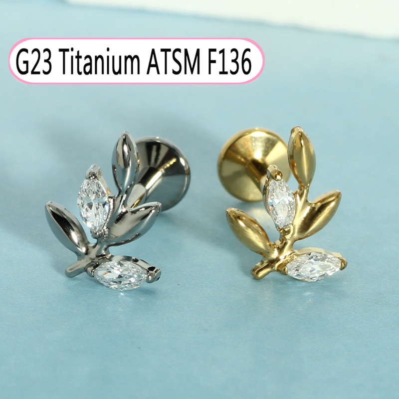 G23 Titanium Piercing Lip Stud Zircon 1.2mm 10mm Cochlear Ear Bone Nail Single Sale detail image 9