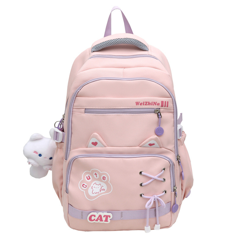 森系百搭书包女轻便学生双肩包高颜值初高中学生多隔层大容量背包