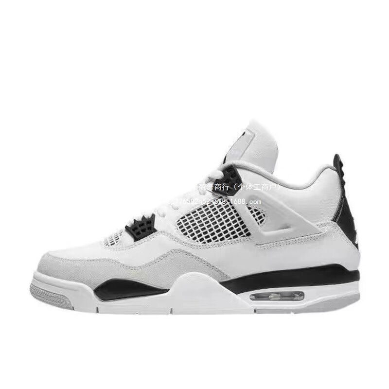 High-Top Basketball Shoes in White, Paris Electric Goddess Sports Style, Putian White Cement, Unisex, Air Jordan 4 Collaboration, Pure Original