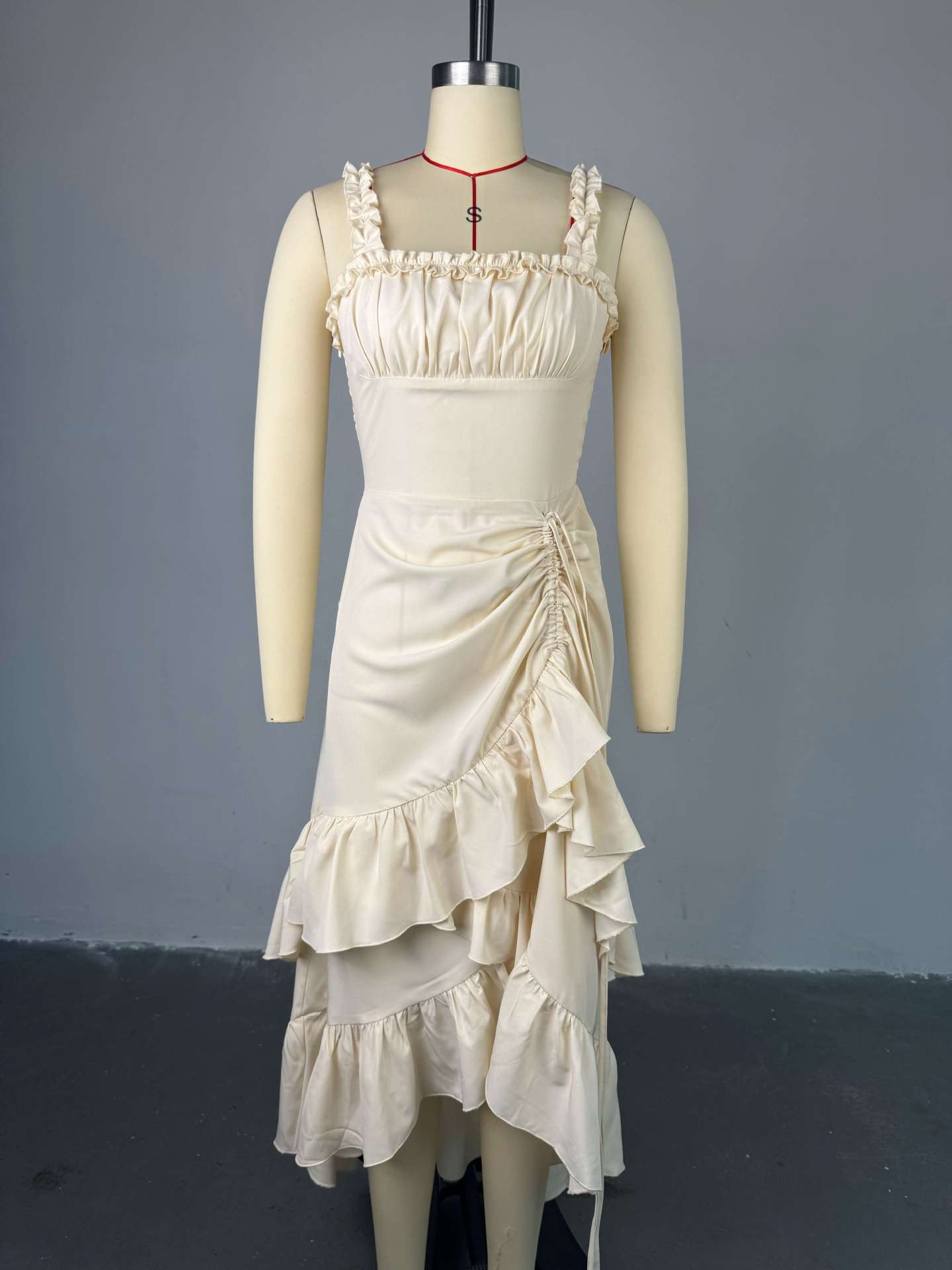 Elegant Off-Shoulder High Waist Maxi Dress With Flounce Hem - Slimming Summer Dress For Women (S-Xxl, Cream White)_ecoleips.com