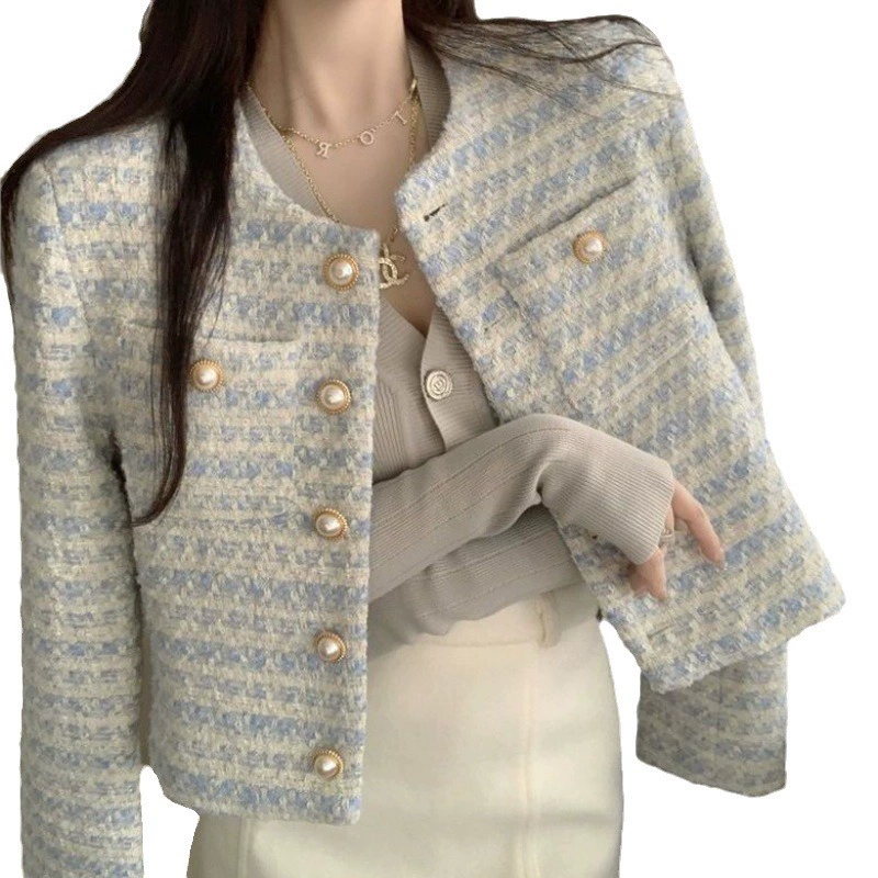Осенний дизайн короткой куртки, стиль Chanel, французский стиль, свободный крой, городской стиль
