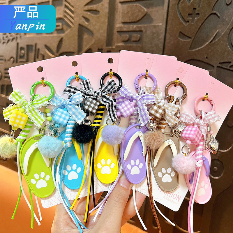 Miu-Style Flip-Flop Cartoon Bag Pendant Cute Little Charm Girl Keychain Student Backpack Decoration Gift Miu-Style Flip-Flop Cartoon Bag Pendant Cute Little Charm Girl Keychain Student Backpack Decoration Gift