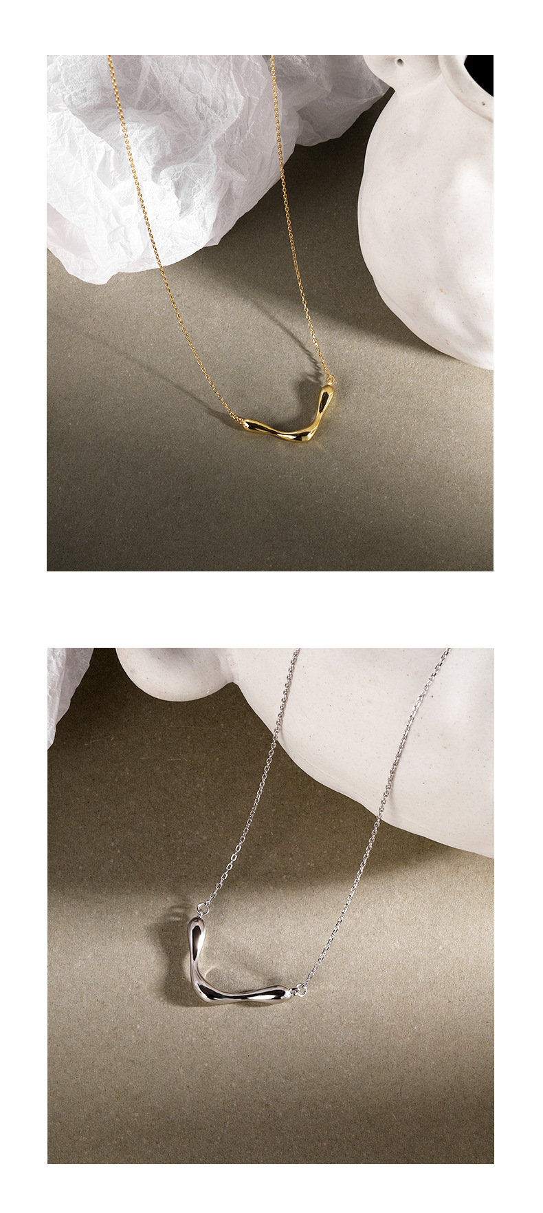 Daily Occasion 925 Sterling Silver Material 925 Sterling Silver Cable Chain Plating V Shape Necklace
