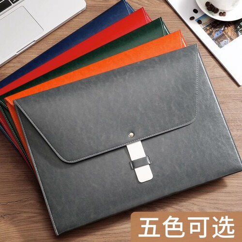 Leather document bag business office portable briefcase a4 large capacity storage information bag order wholesale purchase and printing