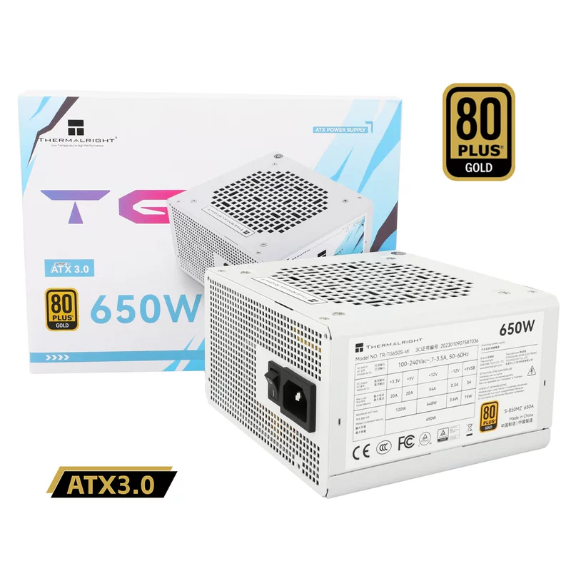 利民 TG650S-W 电脑电源 额定 650W 金牌认证 ATX 电源 主动 PFC 新