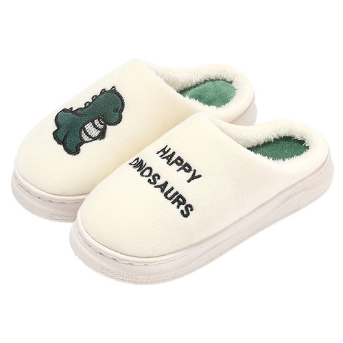 Home Cotton Slippers for Women Winter Cute Cartoon Embroidered Plush Warm Men's House Slippers for Men Winter