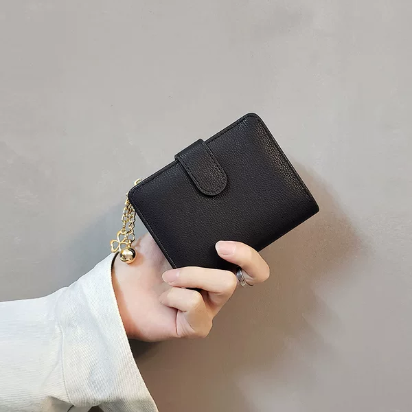 ins New Solid Color Single Zipper Large Capacity Women's Clutch Bag Short Coin Purse Fashionable Cute OL Card Bag