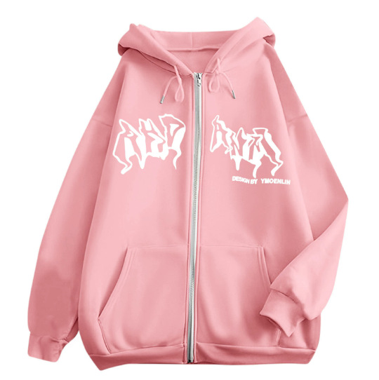 2022 en stock nuevo gótico carta impresa con capucha Otoño e Invierno cardigan cremallera suéter de los hombres moda chaqueta casual