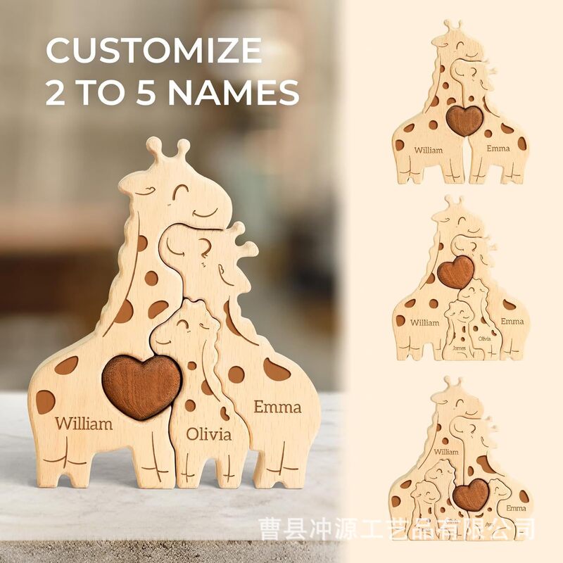 Cross-Border Wooden Giraffe Family Puzzle Ornaments Mother's Day Birthday Easter Ornaments Crafts Cross-Border Wooden Giraffe Family Puzzle Ornaments Mother's Day Birthday Easter Ornaments Crafts