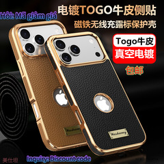 适用苹果17promax手机壳磁吸电镀iPhone16露标15简约14防摔真皮套