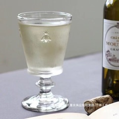 厂家直销出口L家同款浮雕玻璃蜜蜂果汁杯冰淇淋杯白葡萄高脚酒杯