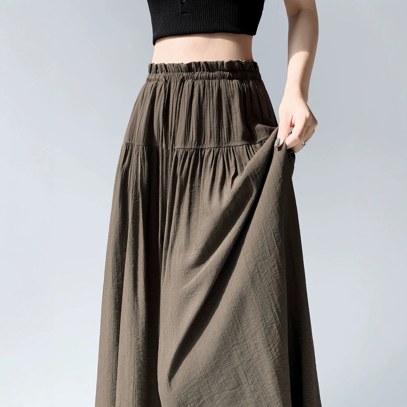 Coffee-Colored Lace-Trimmed Skirt Pants for Women, 2026 Summer French High-Waisted Drapey Straight-Leg Pants, Casual Loose Wide-Leg Pants A11929 Coffee-Colored Lace-Trimmed Skirt Pants for Women, 2026 Summer French High-Waisted Drapey Straight-Leg Pants, Casual Loose Wide-Leg Pants A11929