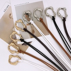 女性用メタルバックルソフトレザーロープ結び目ベルト、ドレス、コート、ジャケット、女性用ファッション装飾ロープ細いベルト