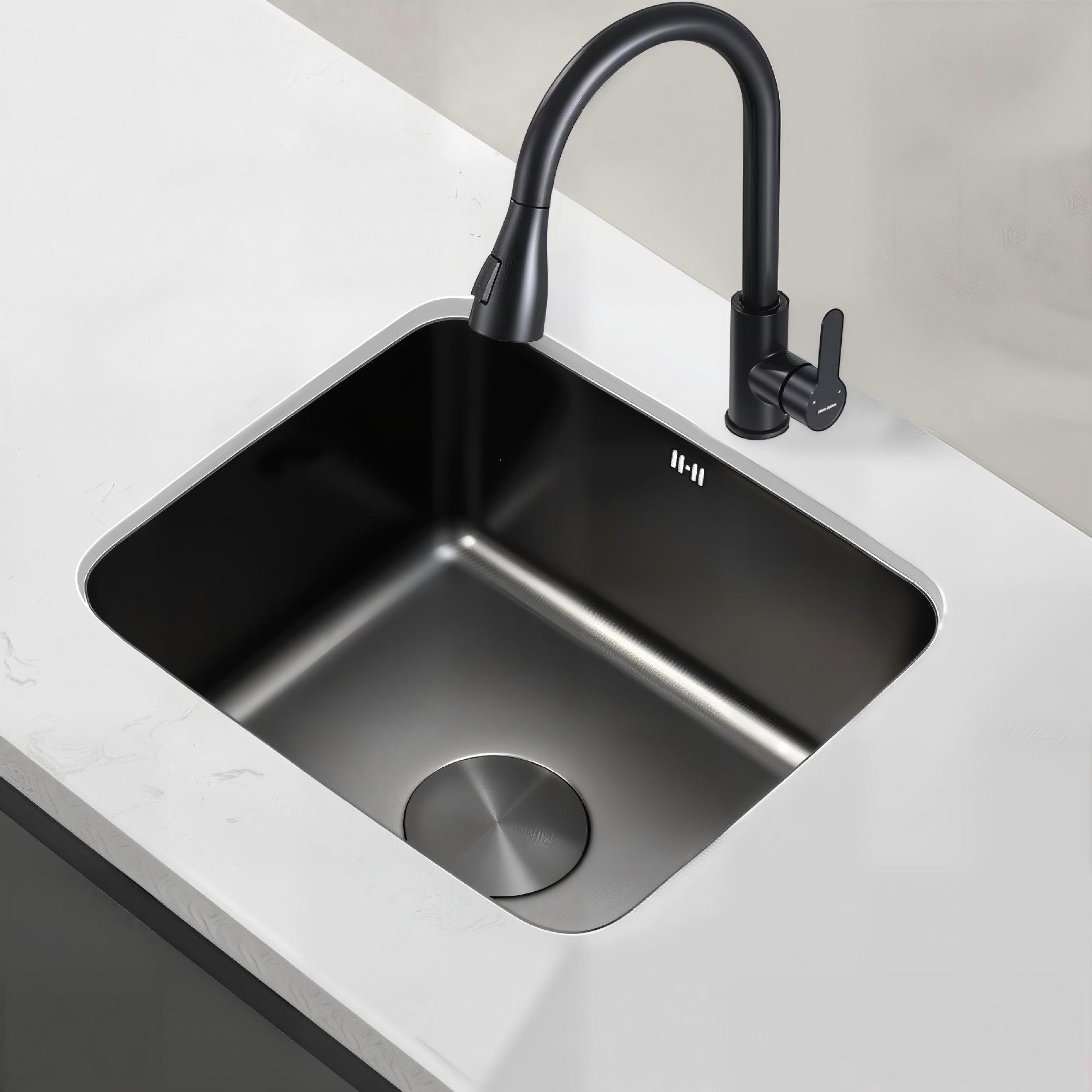 Cocina de acero inoxidable grueso 304 un solo canal pequeño cuadrado lavabo de verduras bajo un solo canal bar terraza isla balcón image 4