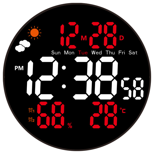 Reloj de Pared Digital LED de Plástico ABS con Temperatura y Humedad