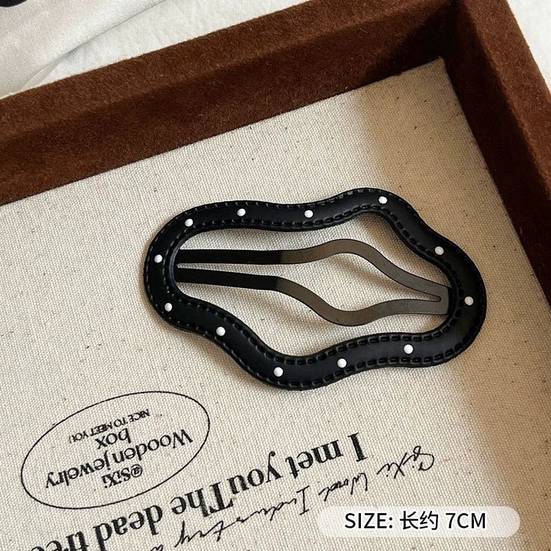 Hairgrip clip, Korean-style bangs hairpin, simple elegant faux-leather look, multi-color options