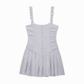 外贸批发春季新款欧美风蓬松刺绣修身短连衣裙0881308444