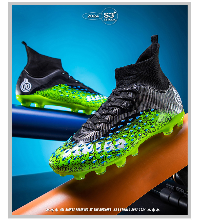 Botas de fútbol AG Long para hombre, para estudiantes, adultos, para exteriores, césped, competición, entrenamiento, con clavos rotos_voghion.com