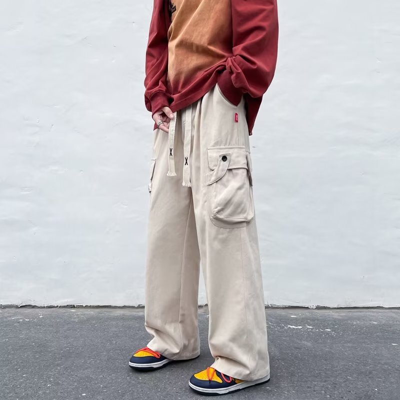 Japanese style overalls men's spring and autumn straight casual pants trendy brand pilot trousers men's pants men's work pants Japanese style overalls men's spring and autumn straight casual pants trendy brand pilot trousers men's pants men's work pants