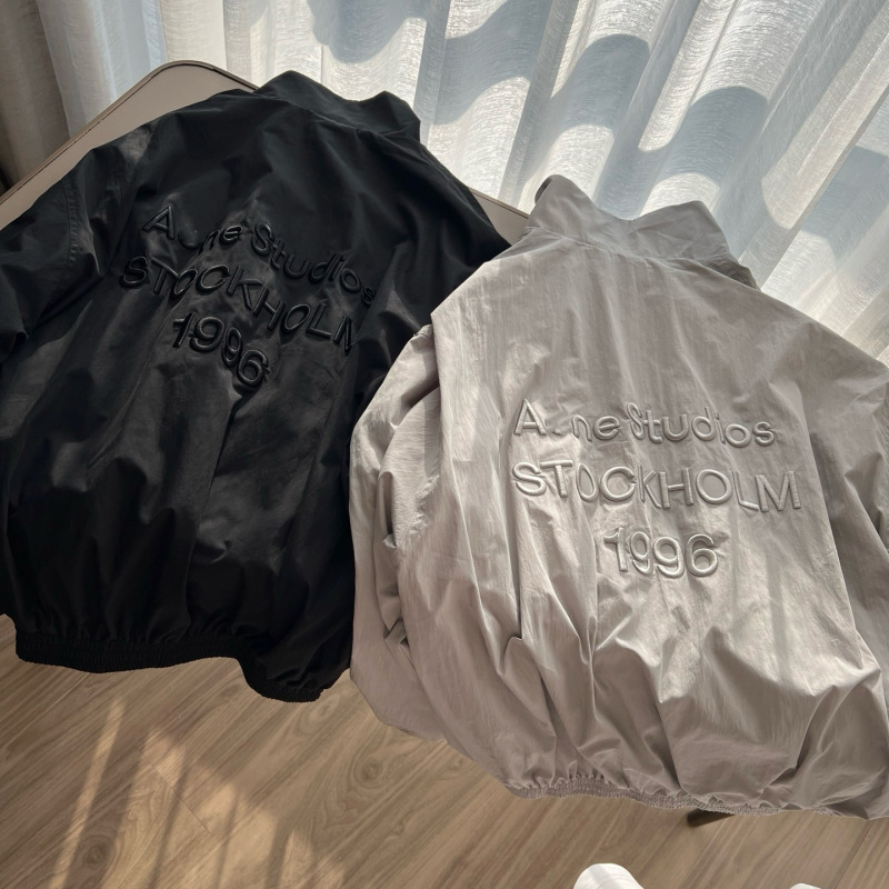 Authentic Version with All Three Tags, New Autumn and Winter Style, Ac Letter Embroidery, Unisex Loose Casual Windbreaker, Stand Collar Jacket