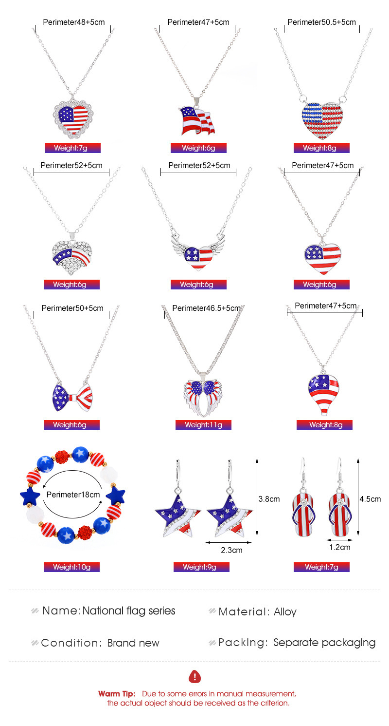 Estilo Moderno Bandera Estadounidense Aleación Embutido Diamantes De Imitación Día De La Independencia Mujeres Collar Colgante display picture 1