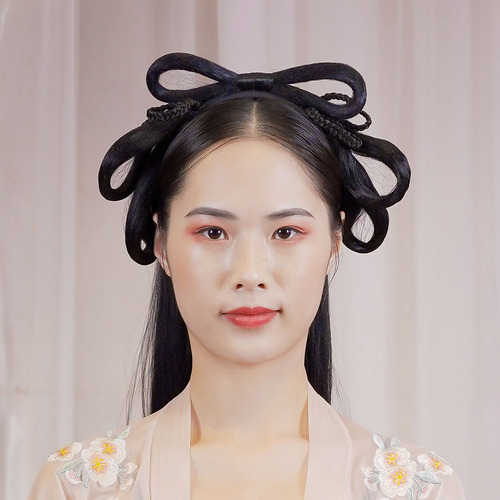 Ancient costume wig headband for women all-in-one antique hairband cat ear Hanfu style hairband lazy Hanfu hair bag bun
