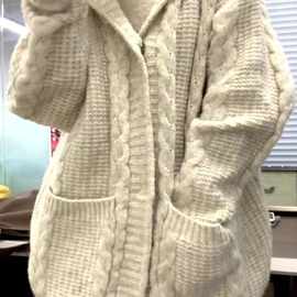 花毛衣开衫女秋冬新款韩版宽松中长版针织外套