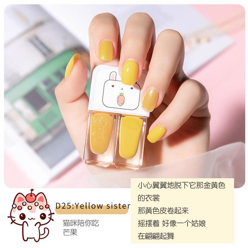 Géminis a base de agua esmalte de uñas hornear-libre de larga duración de secado rápido tearable desnudo transparente inodoro esmalte de uñas al por mayor