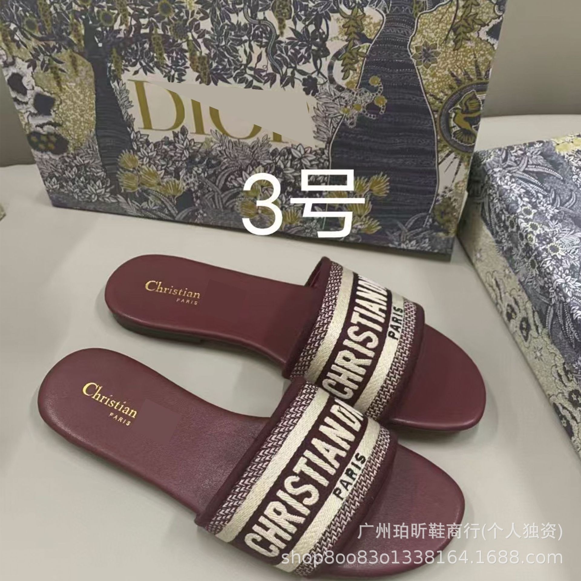 Zapatillas clásicas de alta versión D casa bordadas en una línea Zapatillas de piel de oveja para mujer