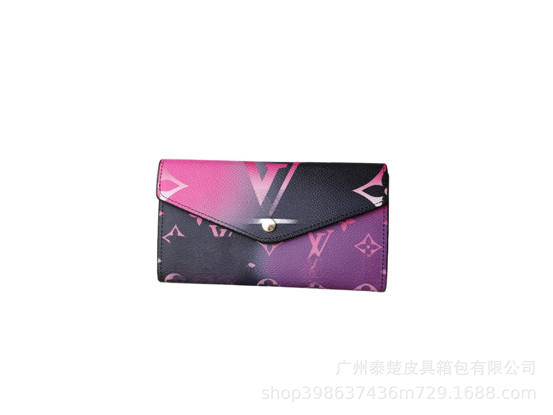 2025 New Gradient Embossed Women's Long Wallet Fashion Envelope Genuine Leather Purse Luxury Card Holder - Thumbnail 6