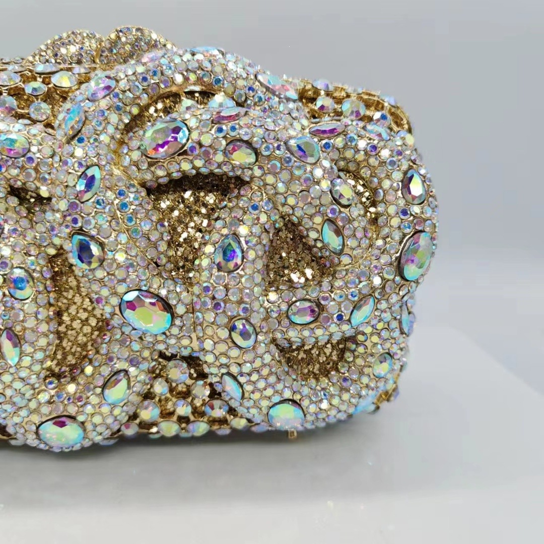 Bolsa de cena de diamantes de pitón, bolsa de diamantes perforada transfronteriza, bolsa de diamantes de banquete europea y americana, bolsa de diamantes de piedra