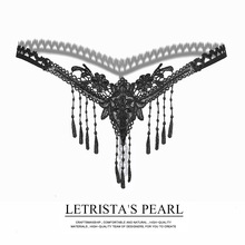 性感刺绣透明内裤女流苏诱惑珍珠按摩低腰情趣内裤开档超薄火辣骚