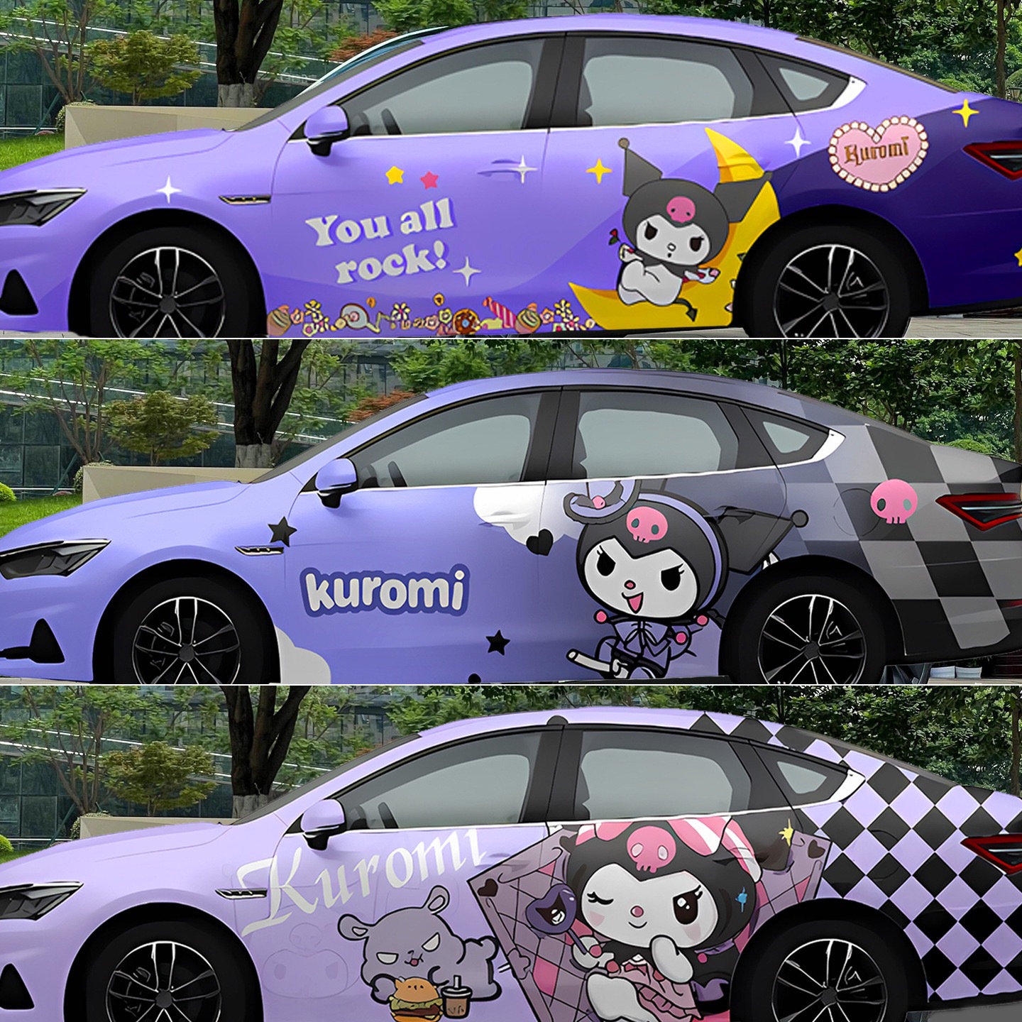 High-End Car Color Change Film, Two-Dimensional Painted Personalized Car Film Design, Genshin Impact Asuka Anime Car Painting