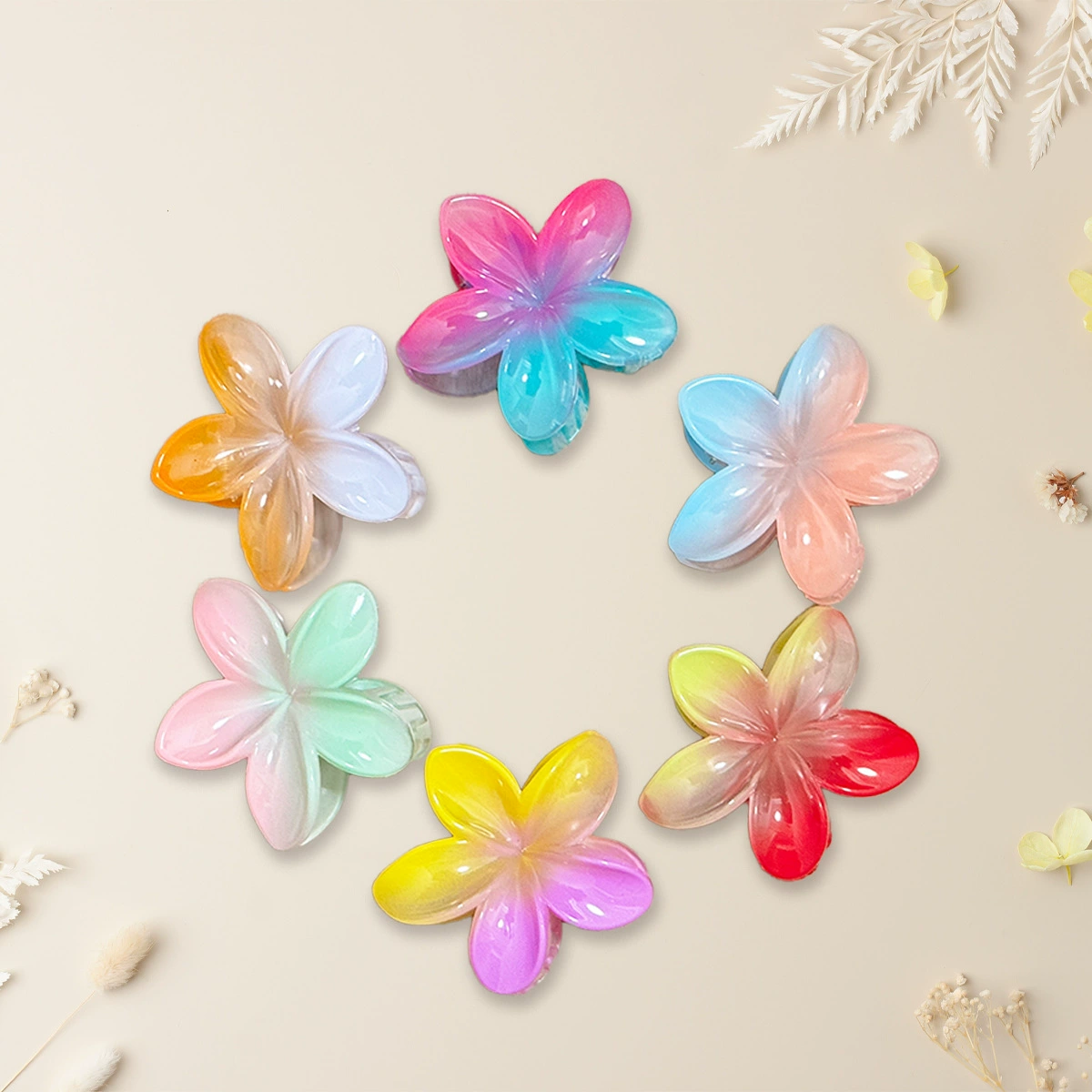 Заколка для волос с градиентом цвета франжипани, 6 см, горячая распродажа, сладкая заколка для волос, аксессуар для волос, женская заколка для волос с цветком, заколка для волос.