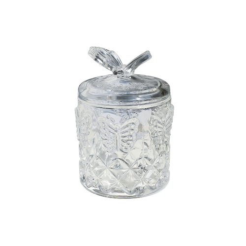 European-style transparent glass candy cup with lid sugar jar aromatherapy candle glass jar jewelry cotton swab storage jar