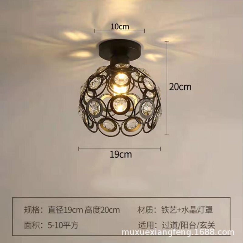 Personalidad creativa lámpara de techo de cristal lámpara de pasillo moderna minimalista pasillo de entrada Balcón de estilo europeo pequeña lámpara de techo