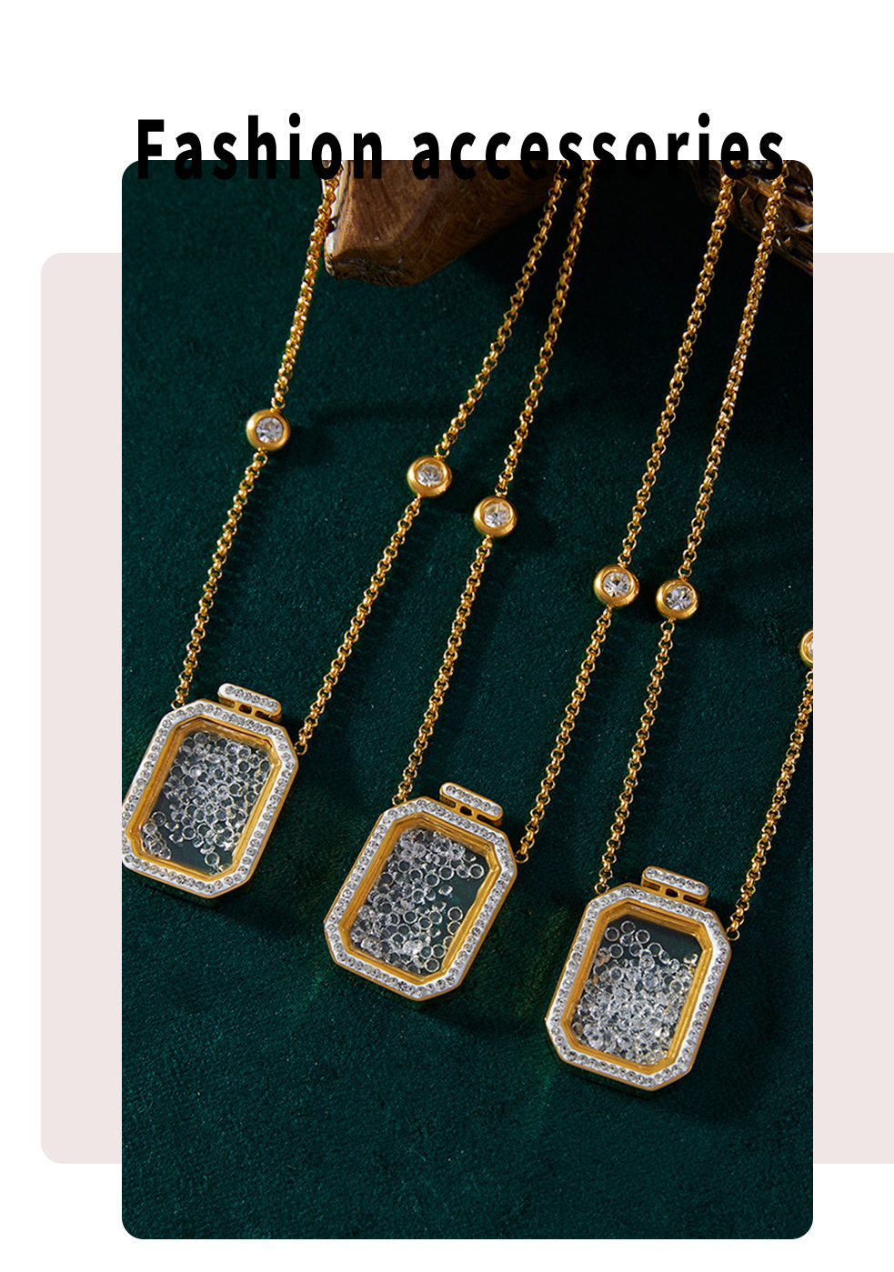 Rhinestone Inlaid Bottle Stainless Steel Necklace