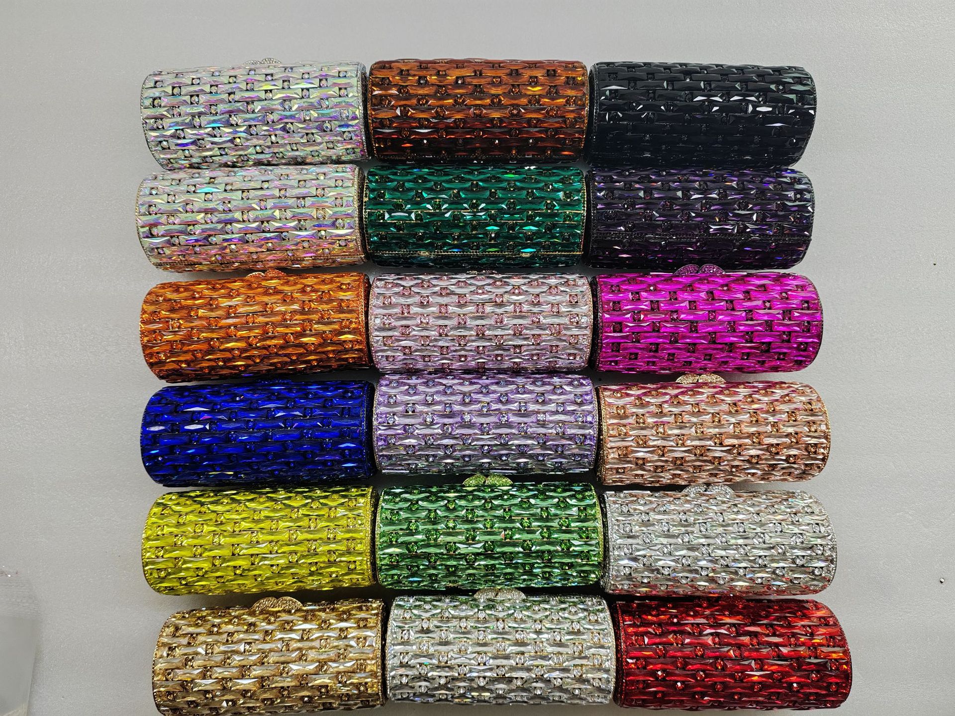 Túi clutch nữ đính kim cương hộp cứng cầm tay dạ tiệc — Hoa violet, Vàng Pha Lê, Nền vàng kim cương trắng, Vàng kim AB chi tiết 1