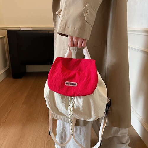 Fashionable Lightweight Nylon Bag for Women, 2025 New Trendy and Versatile Korean Style Women's College Students Travel Dual Shoulder Small Backpack