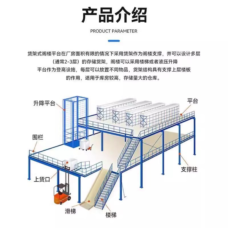 大型屋根裏プラットフォームの棚の鉄骨構造の仕切りは工場の棚を分解して厚くして二階の倉庫棚を建てることができます。|undefined