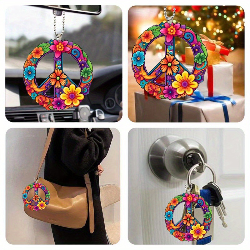 Colgantes transfronterizos nuevos colgantes de flores acrílicas para automóviles regalos de vacaciones mochila colgantes de llaver amor flores