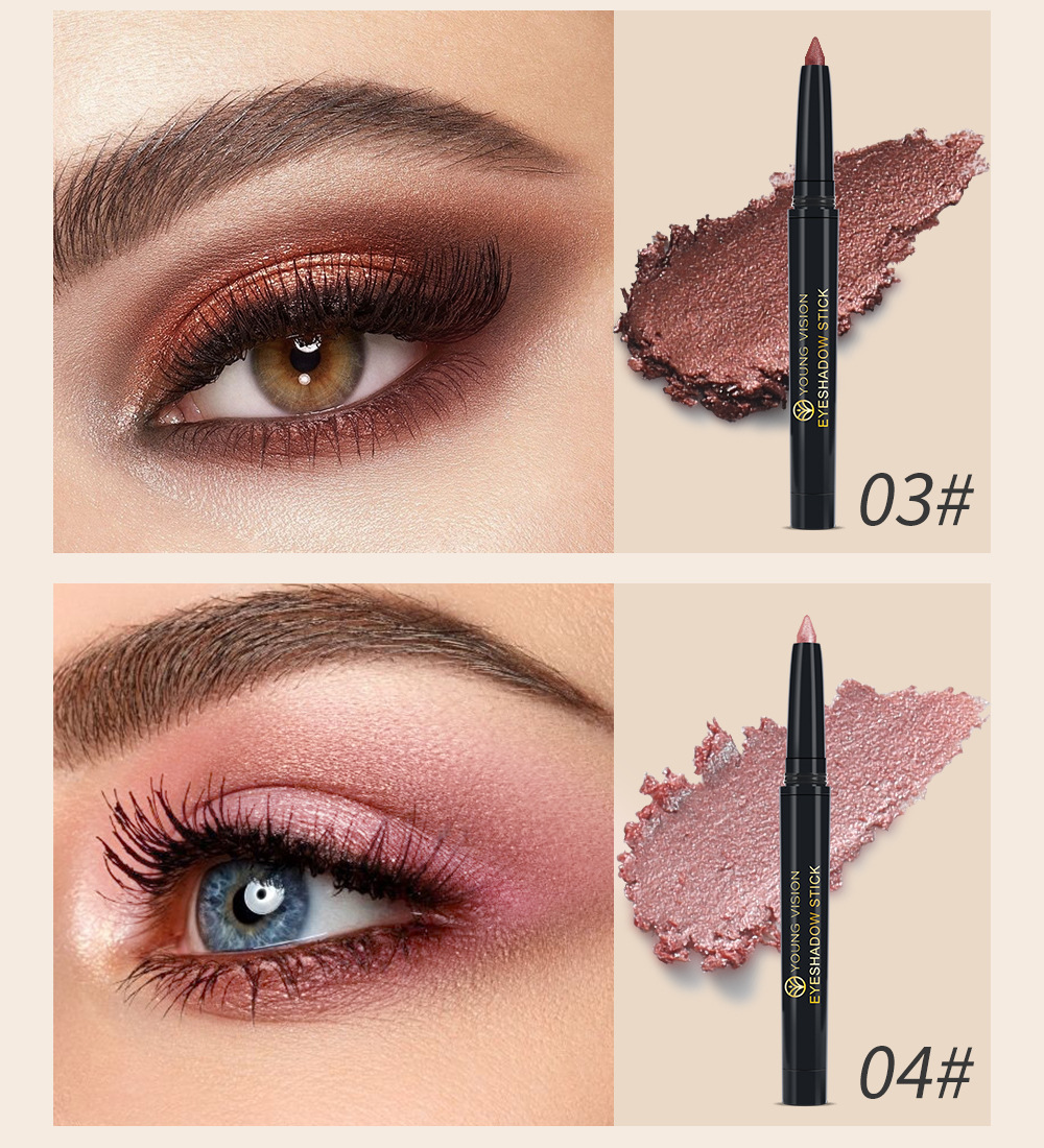 YOUNG VISION 6-color Eyeshadow Pen set: Pearlescent Rotating Eyeshadow stick for easy coloring, brightening and contouring undefined