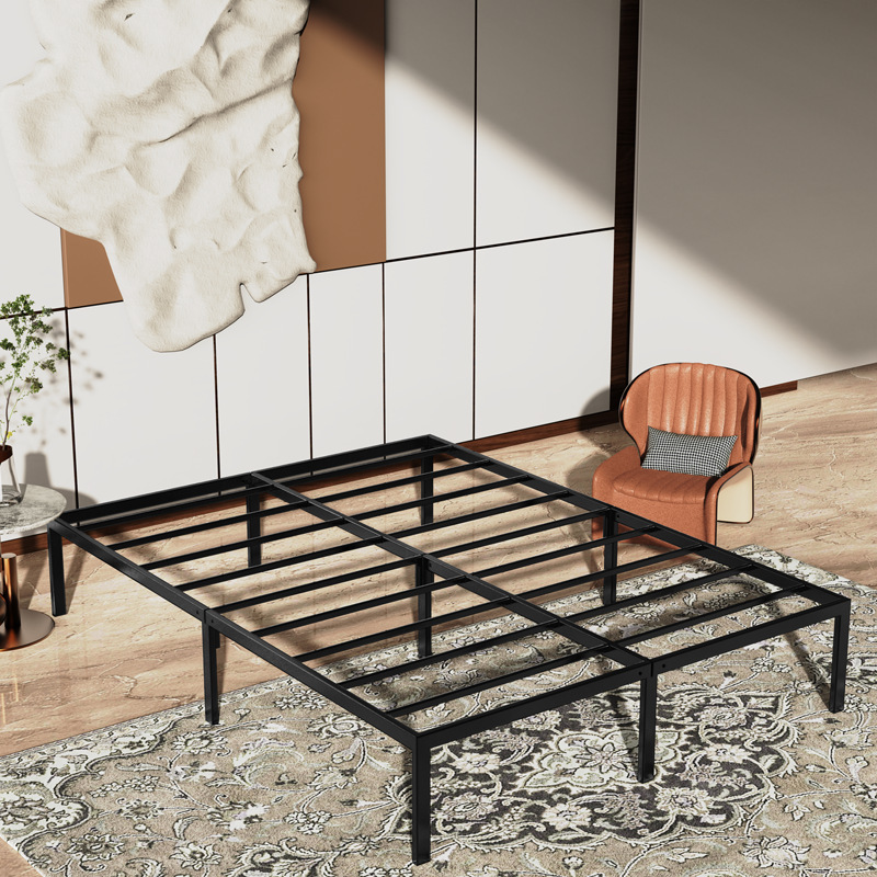 Cross-Border Exclusive European and American Wrought Iron Bed Frame for Homestays, Simple Metal Splicing Large Bed, Bedroom Disassembly and Folding Double Iron Bed