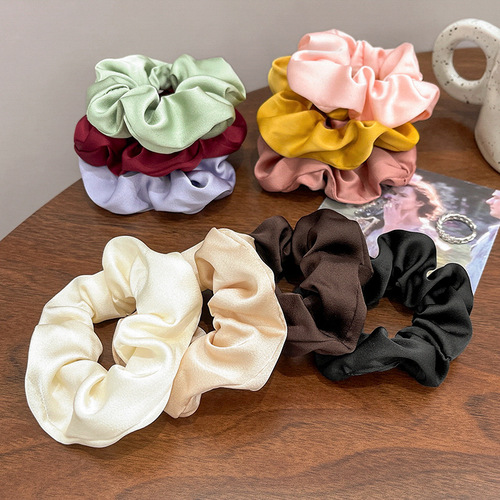 Korean satin large intestine hair tie simple solid color temperament women's hair flower hair accessories cross-border meatball head rope rubber band
