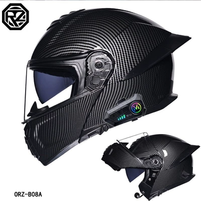 suitable for all seasons, Motosiklet dəbilqələri - m-black-fiber-pattern-transparenty10-bluetooth-hard-microphone