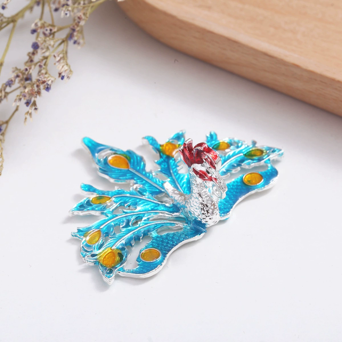 handmade? Увы: Handmade Metal Phoenix Hairpin in Sapphire Blue - Elegant Chinese Bridal Hair Accessory by