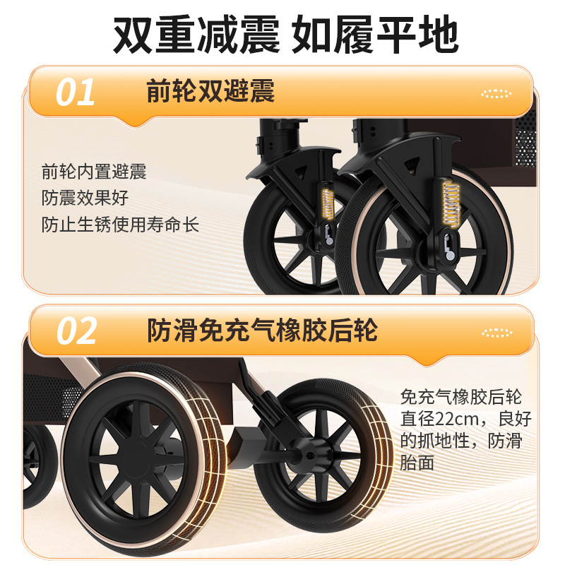 alto paisaje coche de bebé plegable bidireccional coche de niños caminando artefacto coche de bebé EVA ruedas ligeras