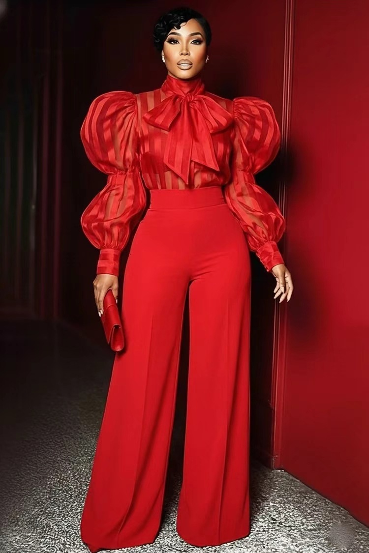 2026 primavera y verano nuevos pantalones rojos de cintura alta y piernas largas para mujeres pantalones de trapaza de estilo europeo y americano para adelgazar pantalones casuales universales image 7