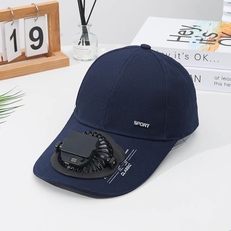 夏の新しいデジタルディスプレイ USB 充電式ファンレター野球帽サンシェード日焼け止め男性と女性のアヒルの舌旅行釣り|undefined