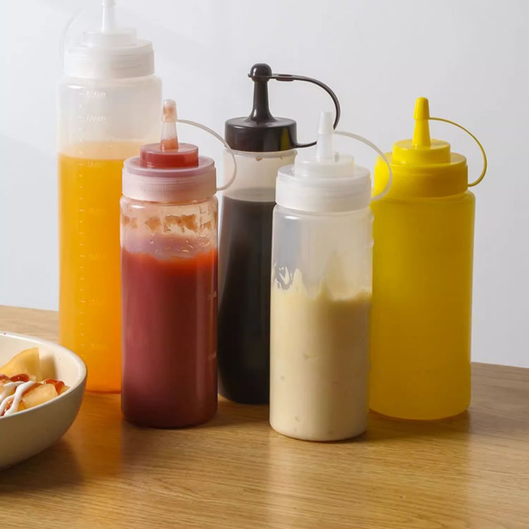 塑料酱料耗油挤压式调料瓶挤酱瓶透明尖嘴油壶家用商用单孔厨房